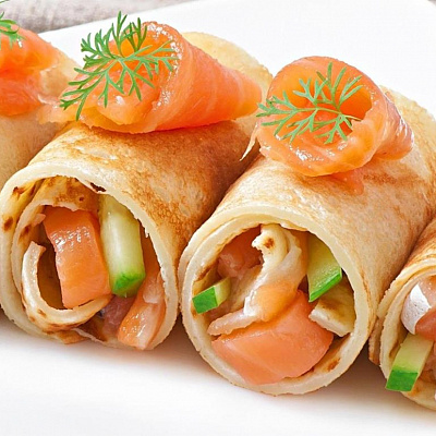 Блинчики с семгой